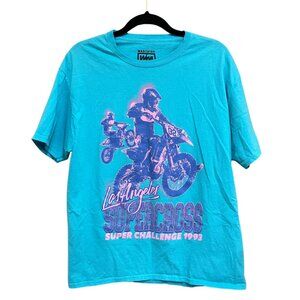 Westside Merchandising Mens Retro 1993 Los Angeles Supercross Blue Pink Shirt XL